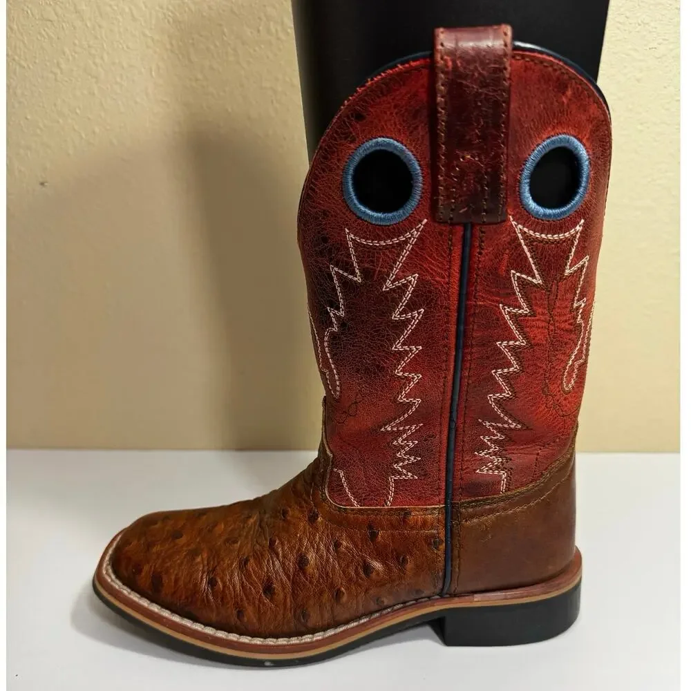 Smoky Mountain Youth Brown Ostrich Style 3752C Square Toe Cowboy Boots - Sz 13.5 - Picture 4 of 7